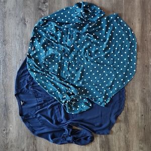 TORRID Blouse Shirt Bundle Teal Cream Dots And Solid Navy Blue 18/20